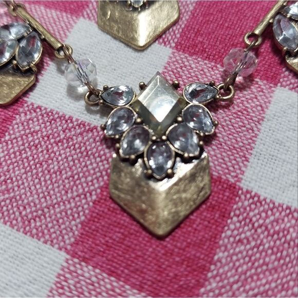 Vintage Necklace Mirror Rhinestones & Crystal Beads - Picture 3 of 8